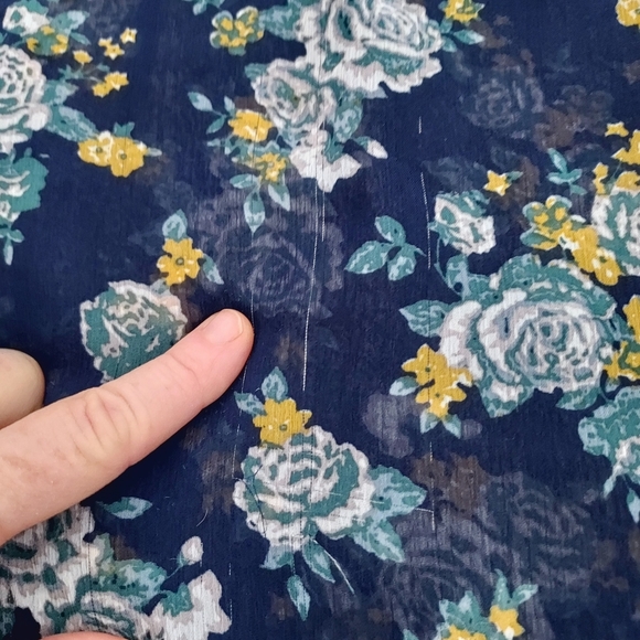 Mossimo Supply Co Semi sheer blue floral tunic Med Cottagecore Fairy Flowy Airy - Picture 11 of 11